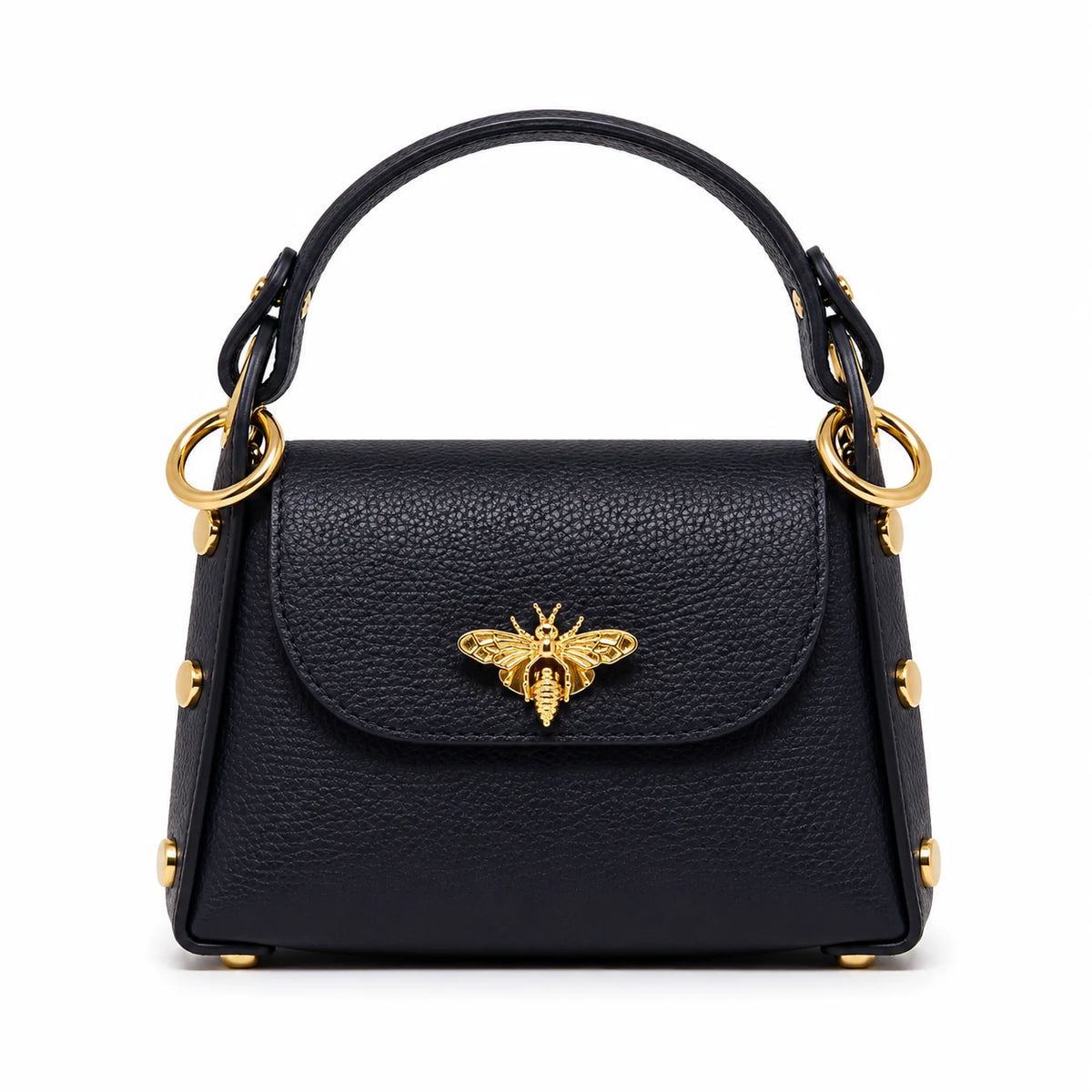 GERMAN FUENTES Black Leather Bumble Bee Clutch or Crossbody Bag