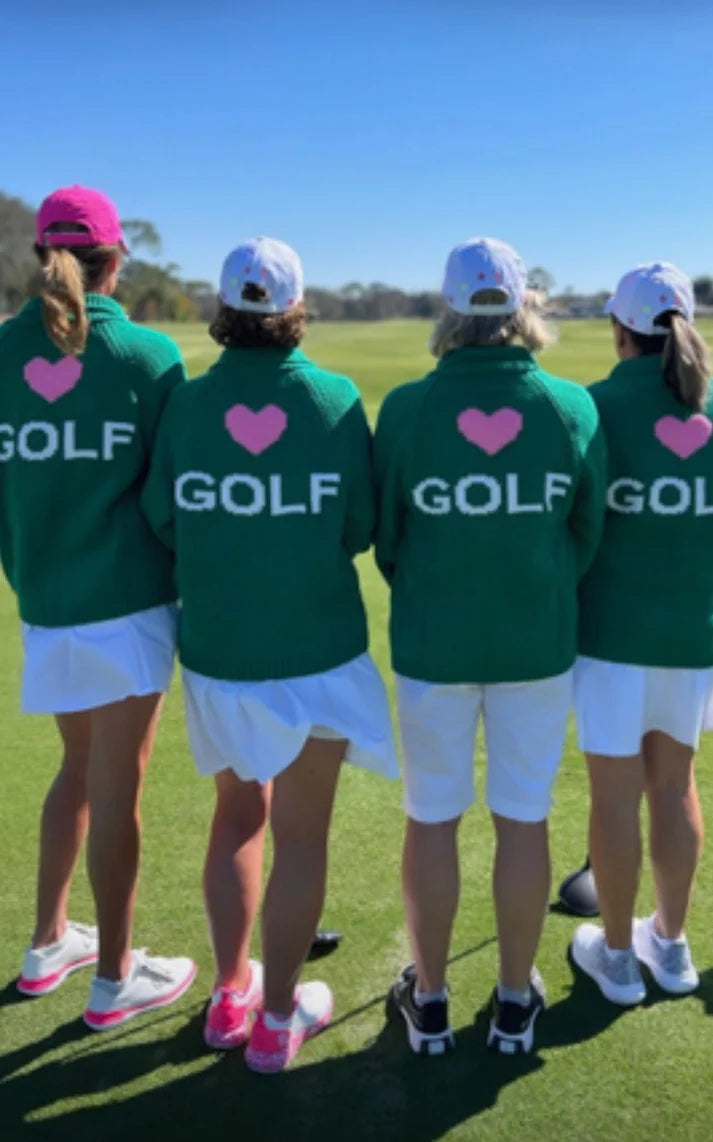 Golf Varsity Heart Green Cardigan