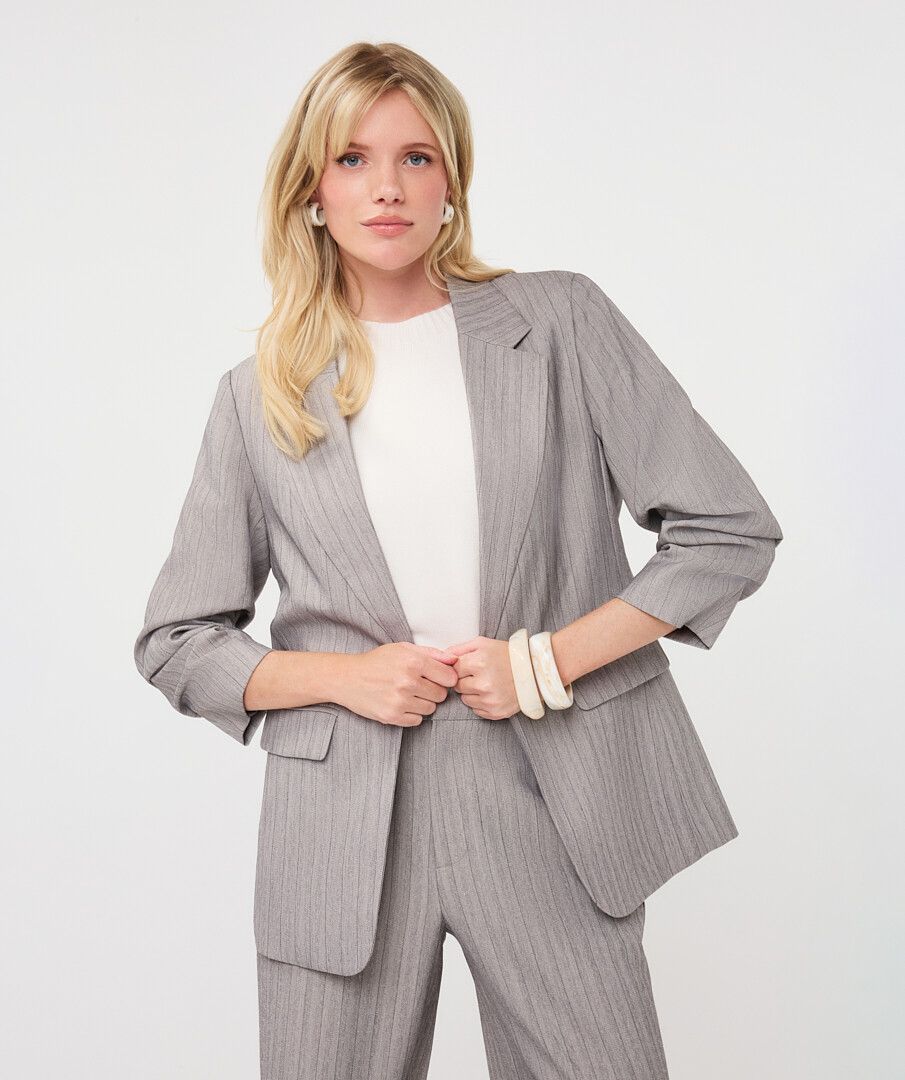 Courtney Herringbone Light Grey Blazer