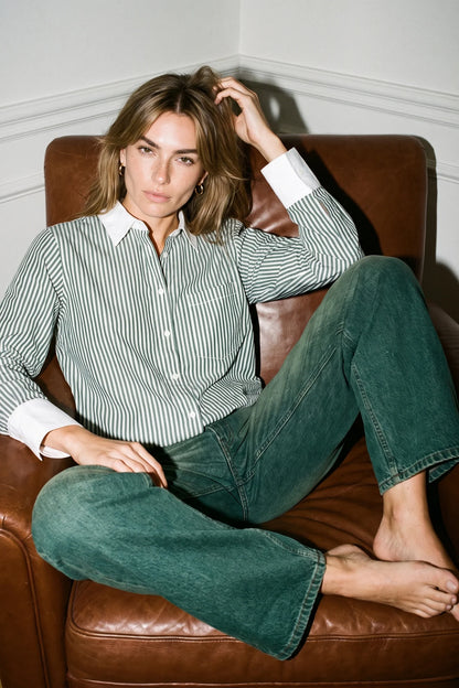 THE SHIRT Hunter Stripe Boxy Crop