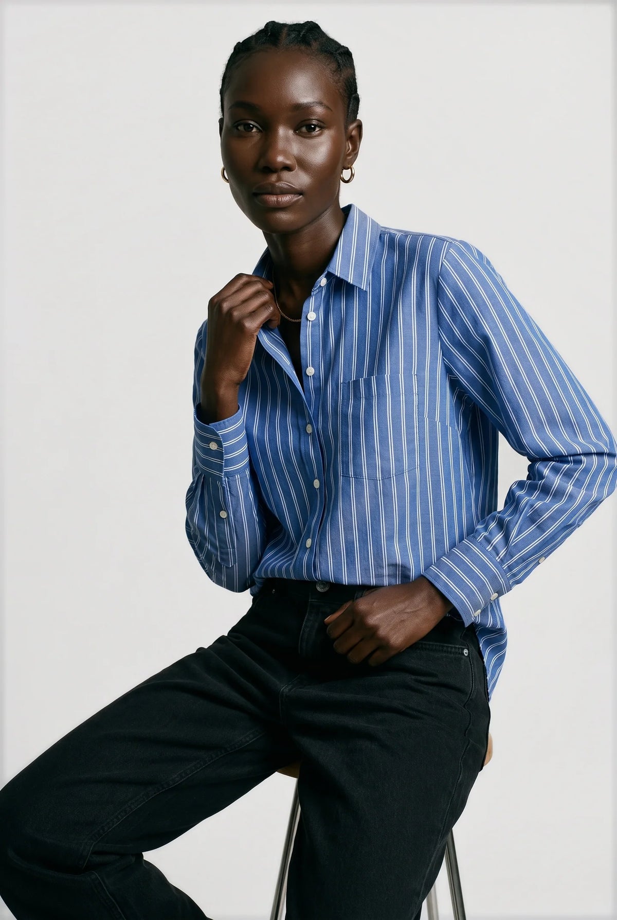 THE SHIRT Boyfriend Shirt - Royal Blue Stripe