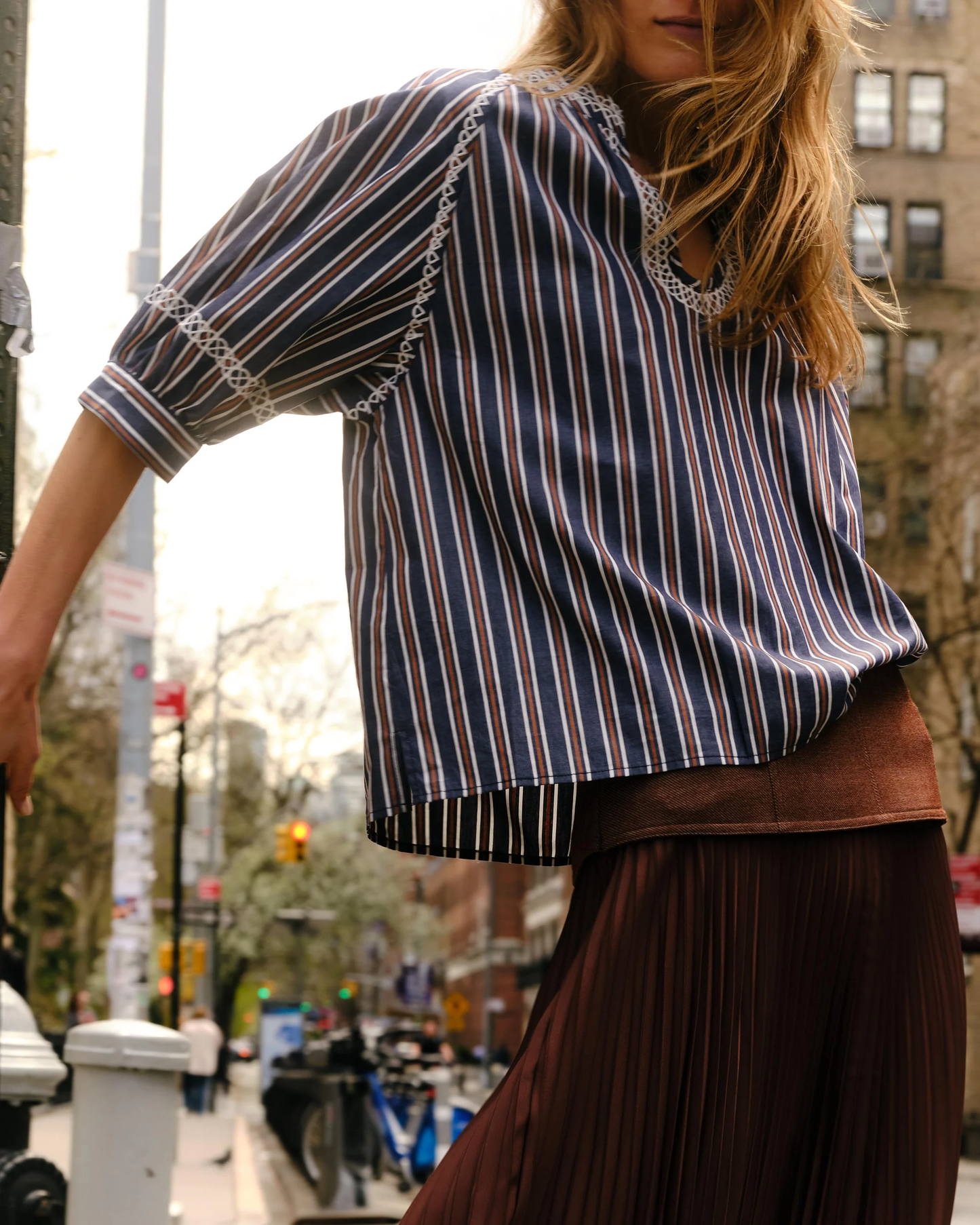 Cartolina Eleanor Navy Stripe Top