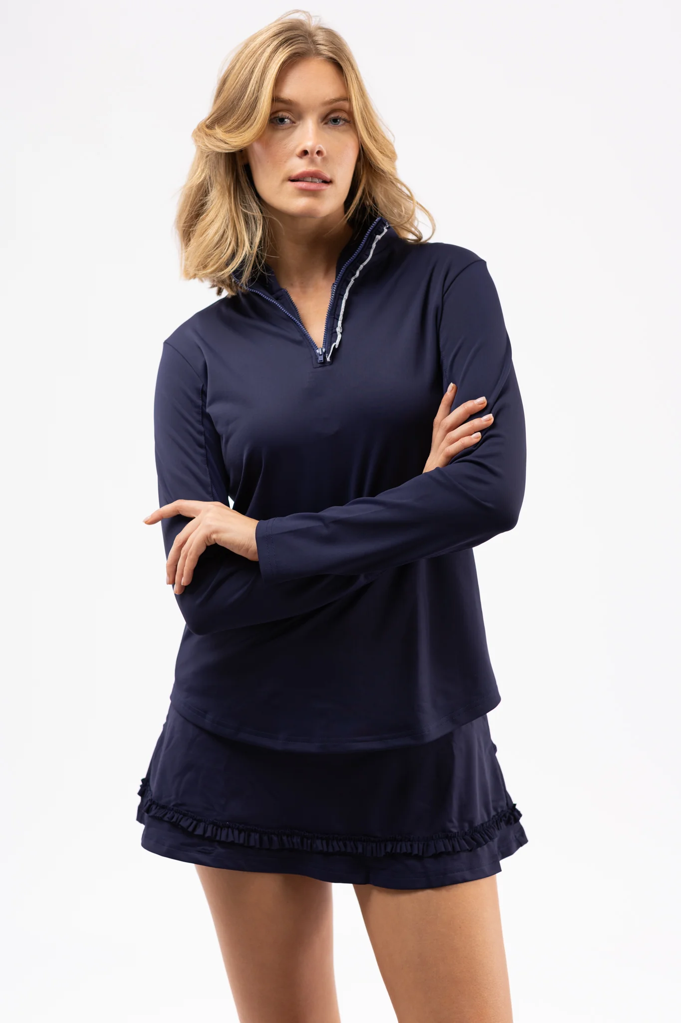 Smith & Quinn Ava Navy Ruffle Pullover