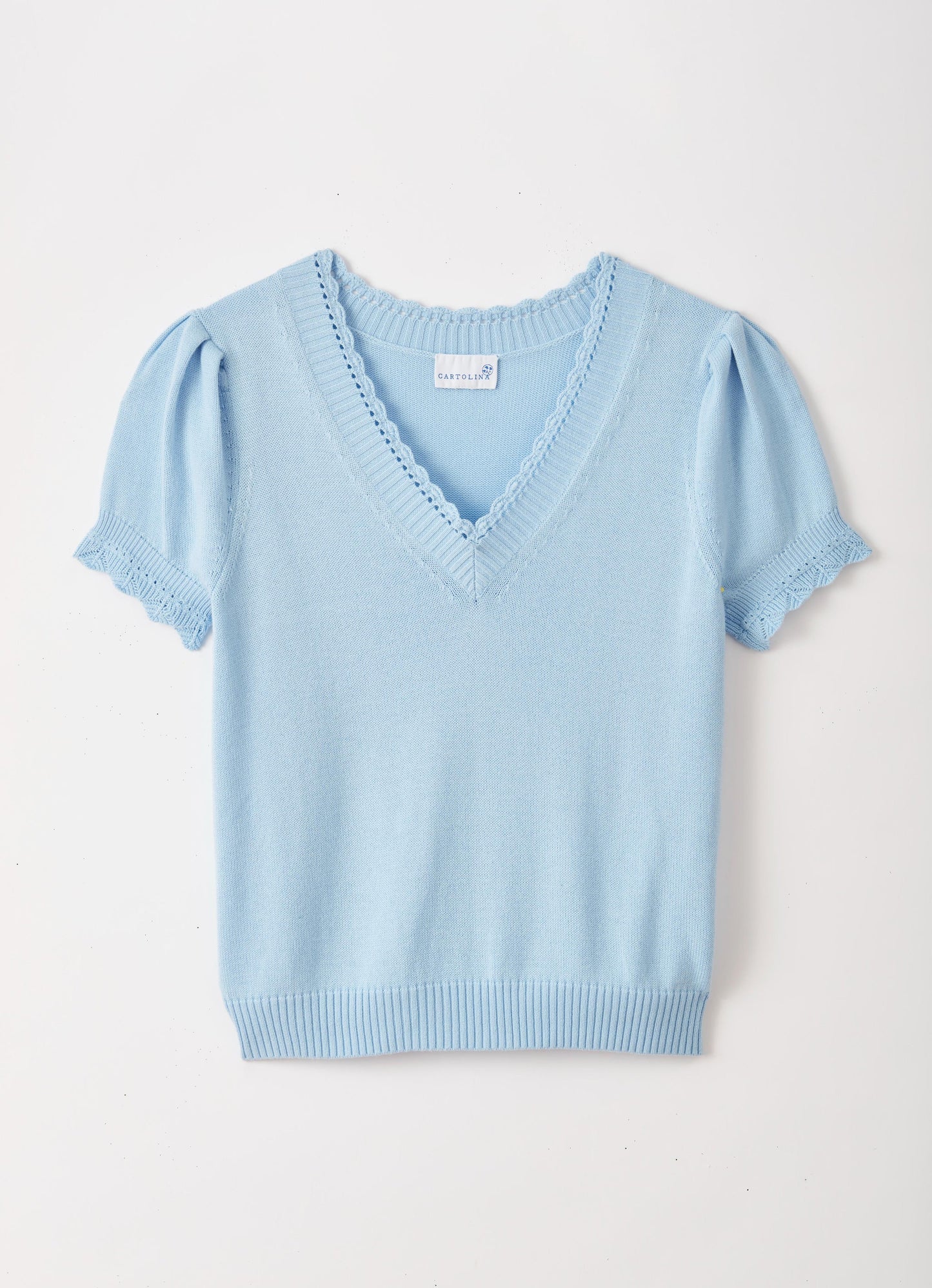 Cartolina Sky Blue Michaela Short Sleeved Sweater