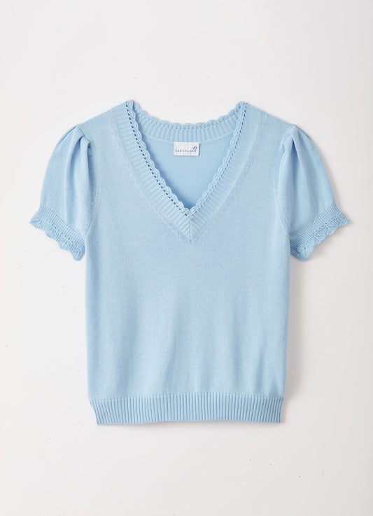 Cartolina Sky Blue Michaela Short Sleeved Sweater