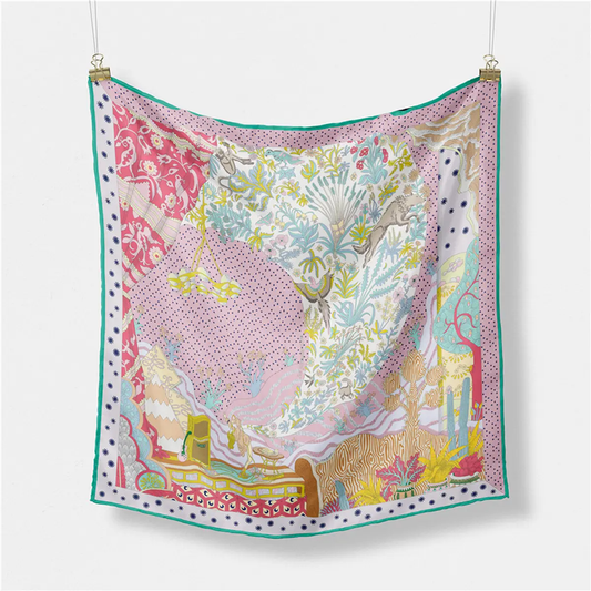 Pink Square Silk Scarf