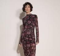 APRICOT Silhouette Floral Mesh Midi Dress