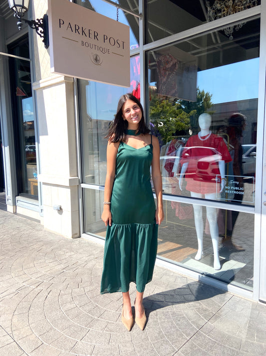 Madeline Hunter Green Maxi Dress