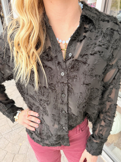 Ava Black Button Down Blouse
