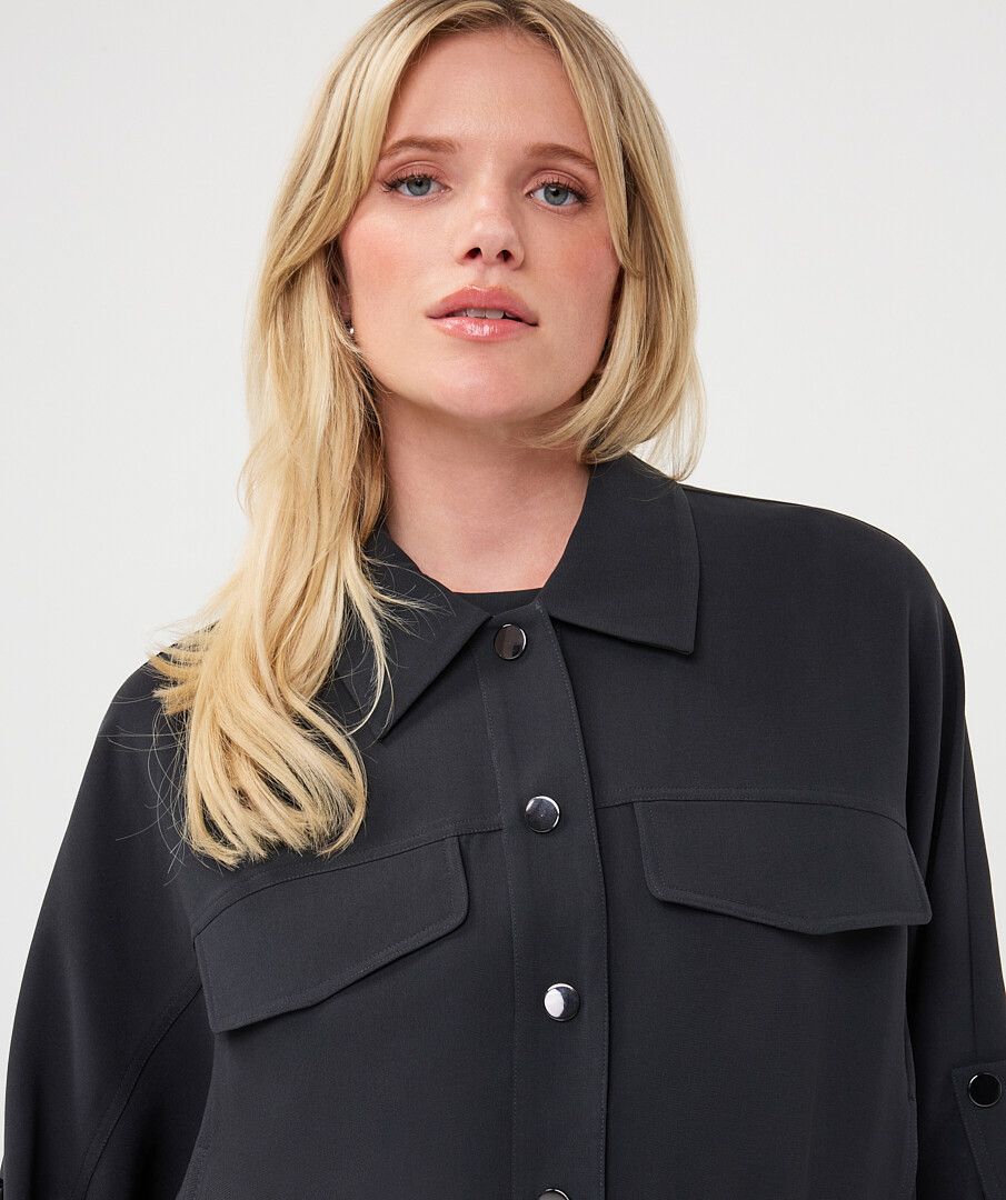 Mindy Black Utility Blouse