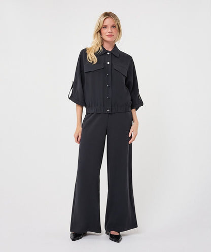 Mindy Black Utility Blouse
