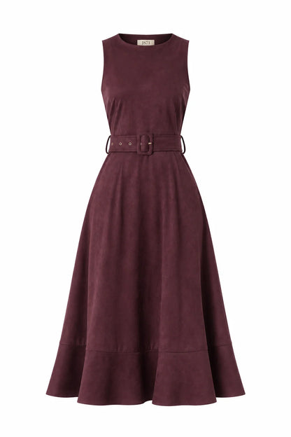 JS71 Burgundy Sleeveless Jalen Maxi Dress