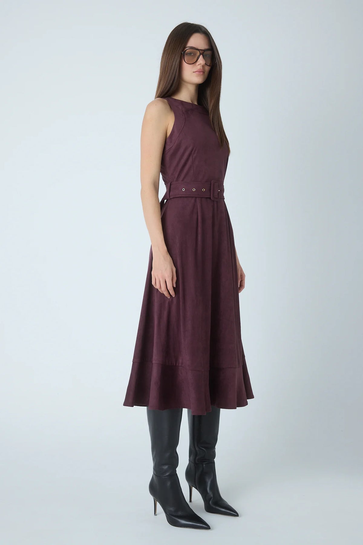 JS71 Burgundy Sleeveless Jalen Maxi Dress