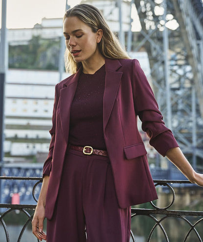 Jane Merlot 3/4 Sleeve Blazer