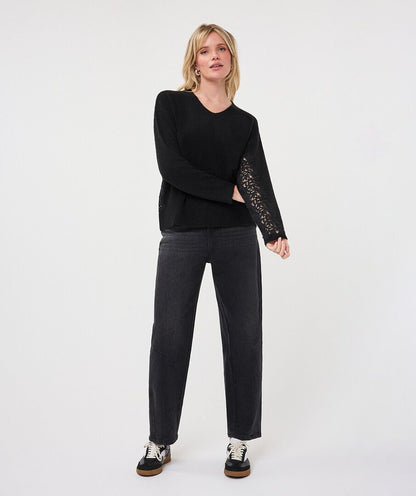 Cora Black Lace Detail Sweater