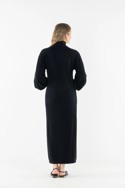 EMILY MCCARTHY Black Tie Cotton Cashmere Lolli Maxi Dress