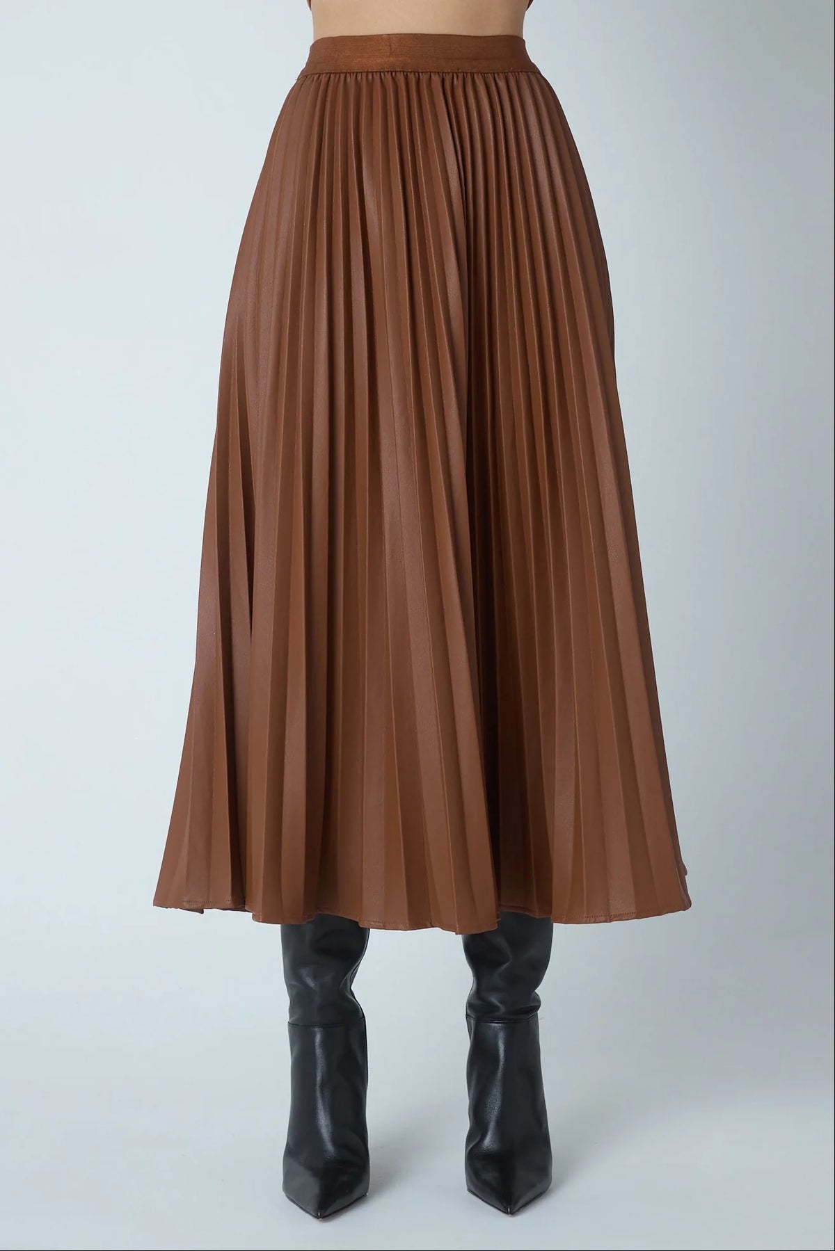 JS71 Copper Faux Leather Nia Maxi Skirt