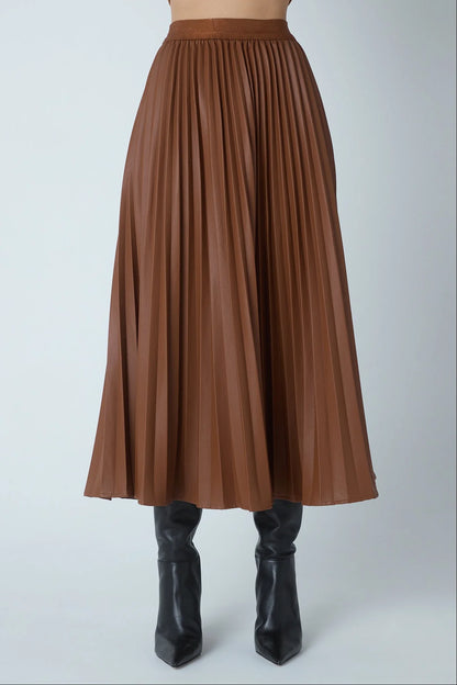 JS71 Copper Faux Leather Nia Maxi Skirt