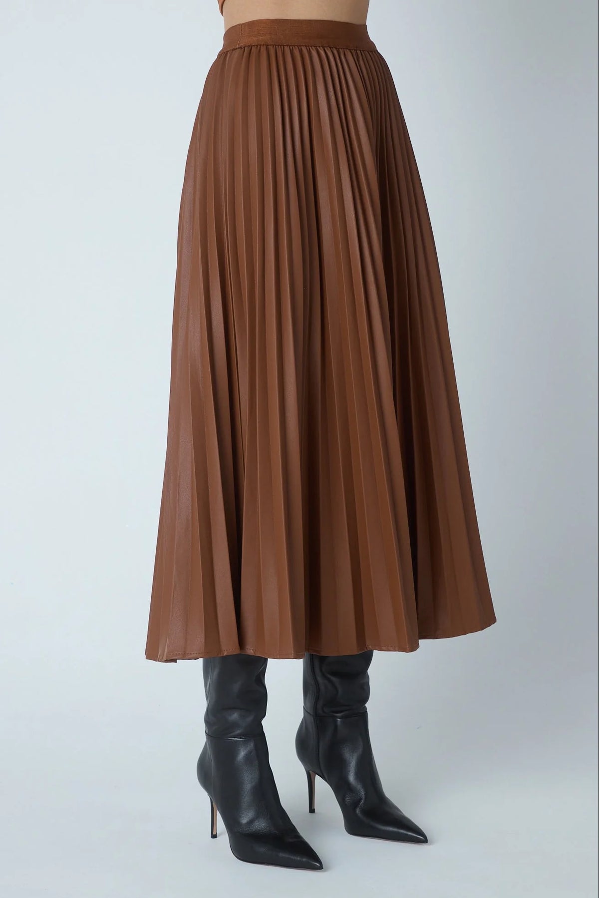 JS71 Copper Faux Leather Nia Maxi Skirt