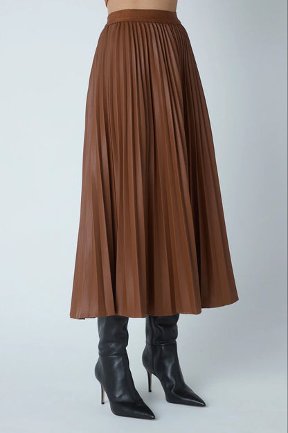 JS71 Copper Faux Leather Nia Maxi Skirt