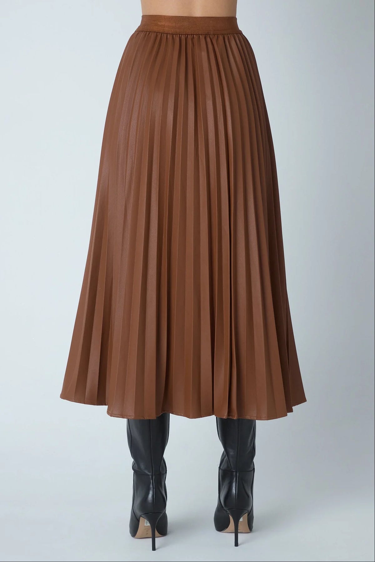 JS71 Copper Faux Leather Nia Maxi Skirt