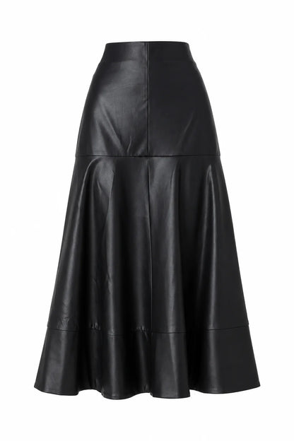 JS71 Black Faux Leather Olson Maxi Skirt