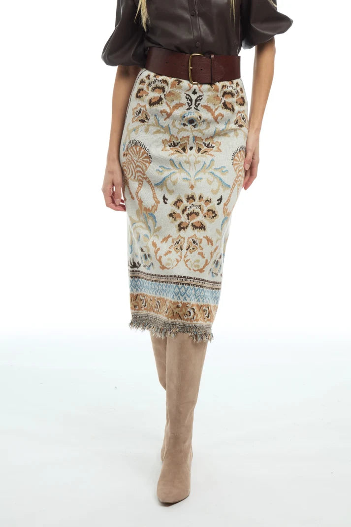 PATTY KIM Ecru Camille Knit Skirt