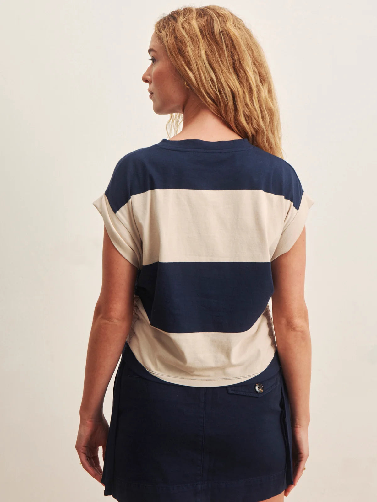SANCTUARY Navy and Cream All Day Rugby T-Shirt