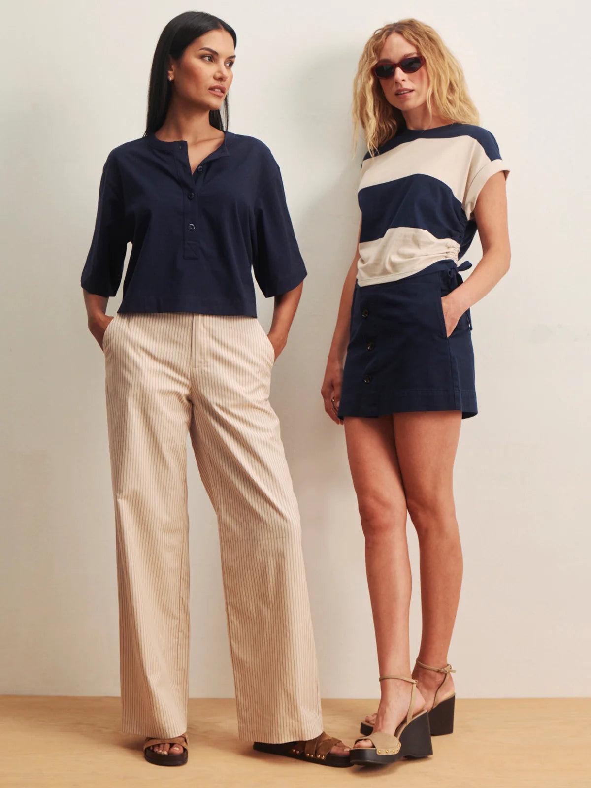 SANCTUARY Navy and Cream All Day Rugby T-Shirt