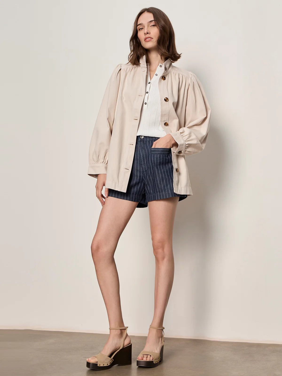 SANCTUARY Dark Denim Voyage Pinstripe Luna Short