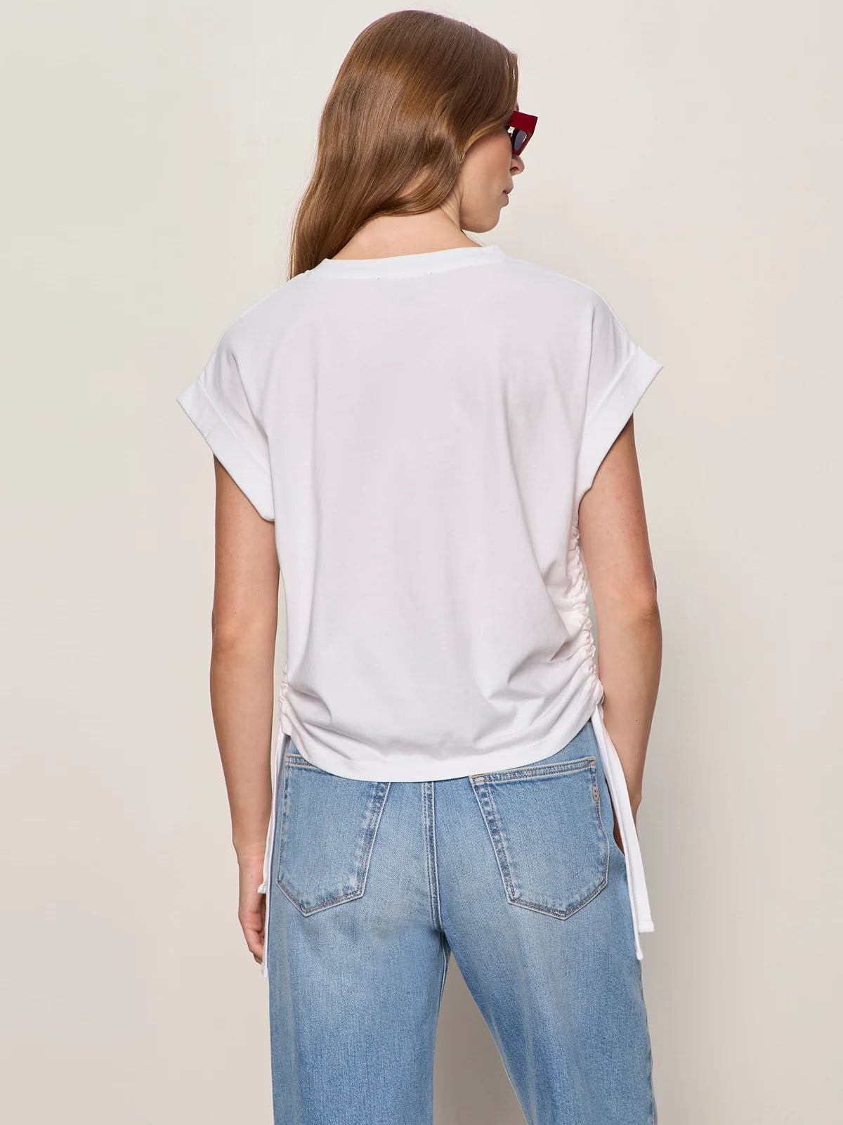 SANCTUARY White All Day Ruched Tee