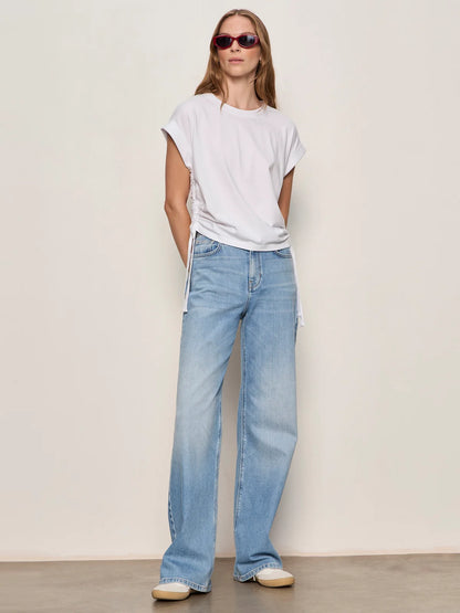 SANCTUARY White All Day Ruched Tee