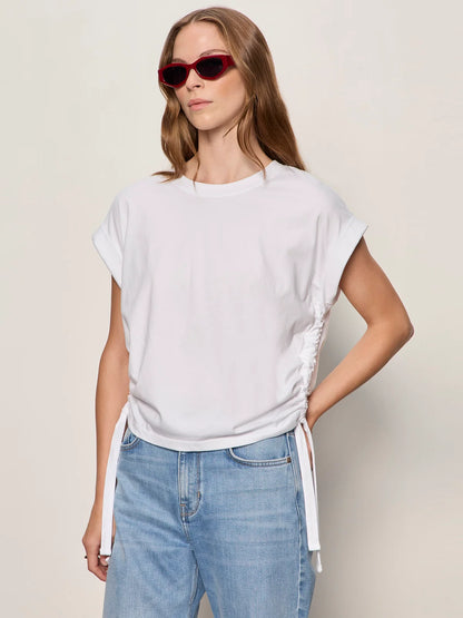 SANCTUARY White All Day Ruched Tee