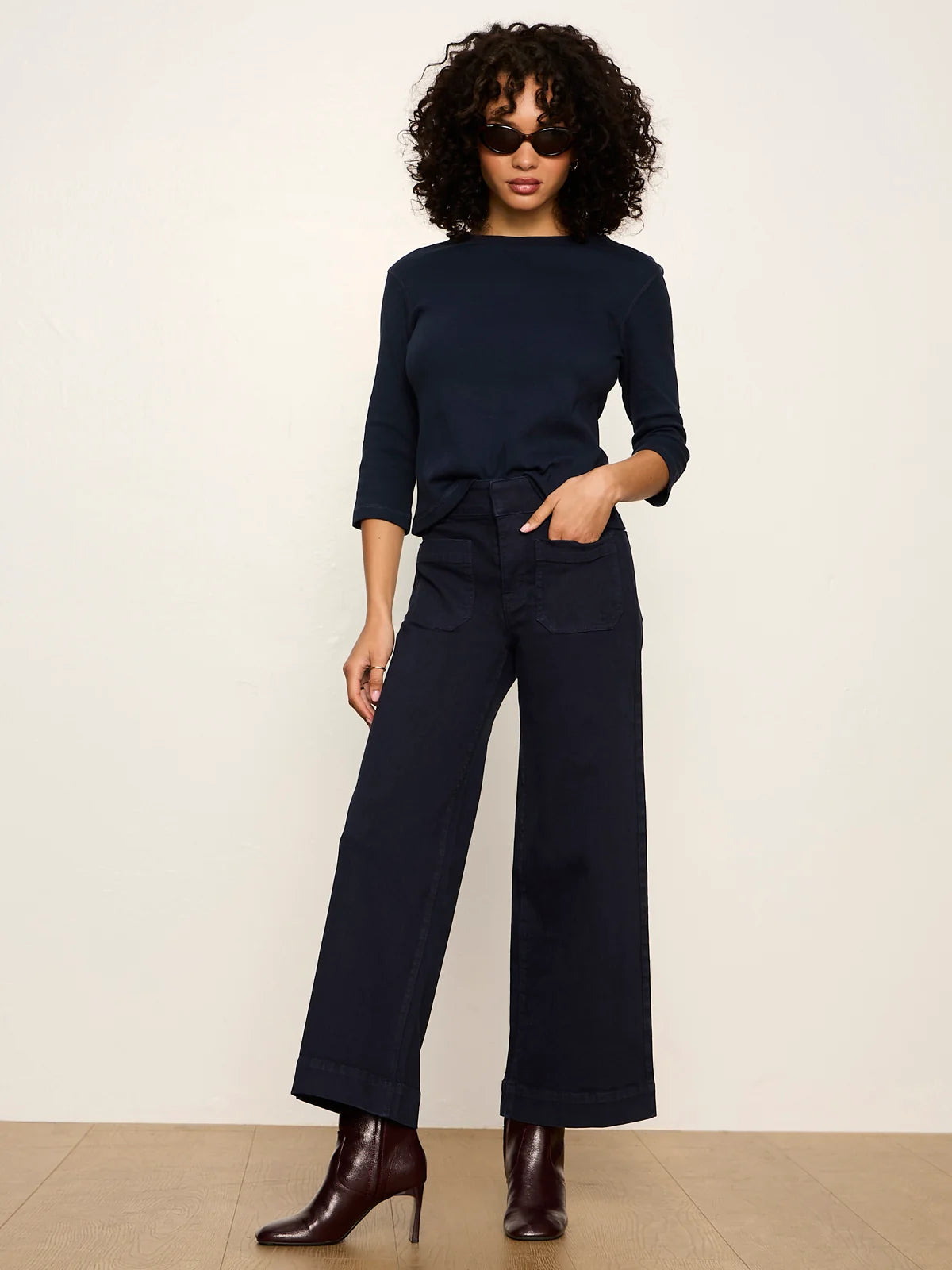 SANCTUARY Navy Chelsea Wide Leg Crop Jean