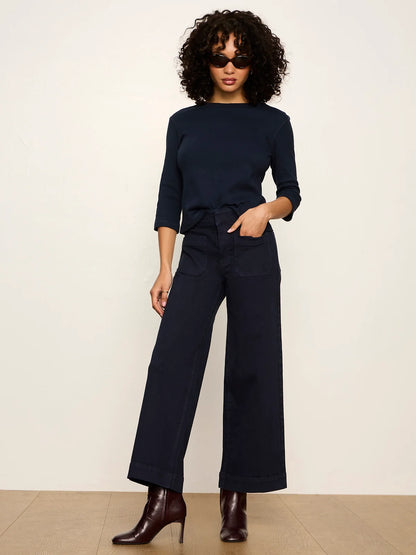 SANCTUARY Navy Chelsea Wide Leg Crop Jean
