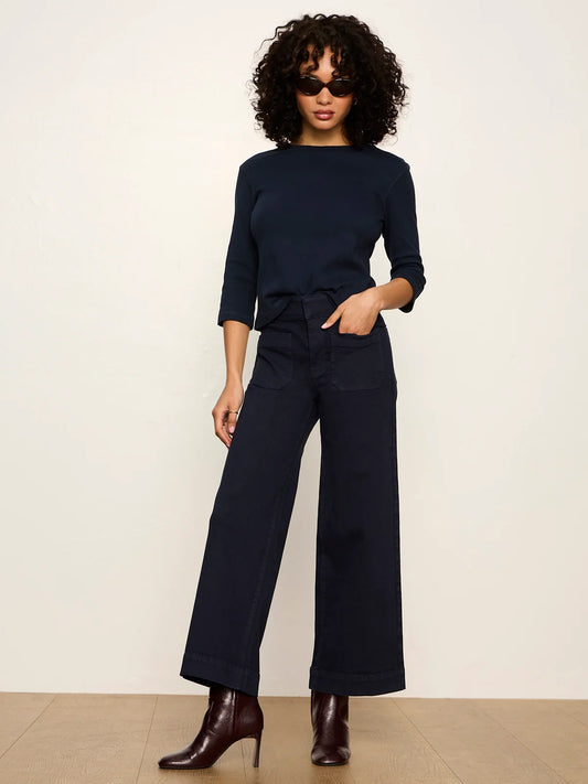 SANCTUARY Navy Chelsea Wide Leg Crop Jean