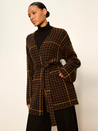 SANCTUARY Golden Plaid Jacquard Sweater