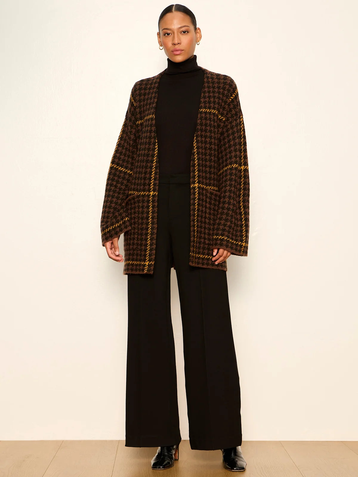 SANCTUARY Golden Plaid Jacquard Sweater