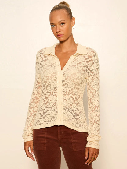 SANCTUARY Cream Dreamer Lace Shirt