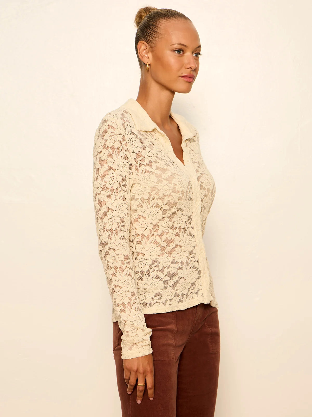SANCTUARY Cream Dreamer Lace Shirt