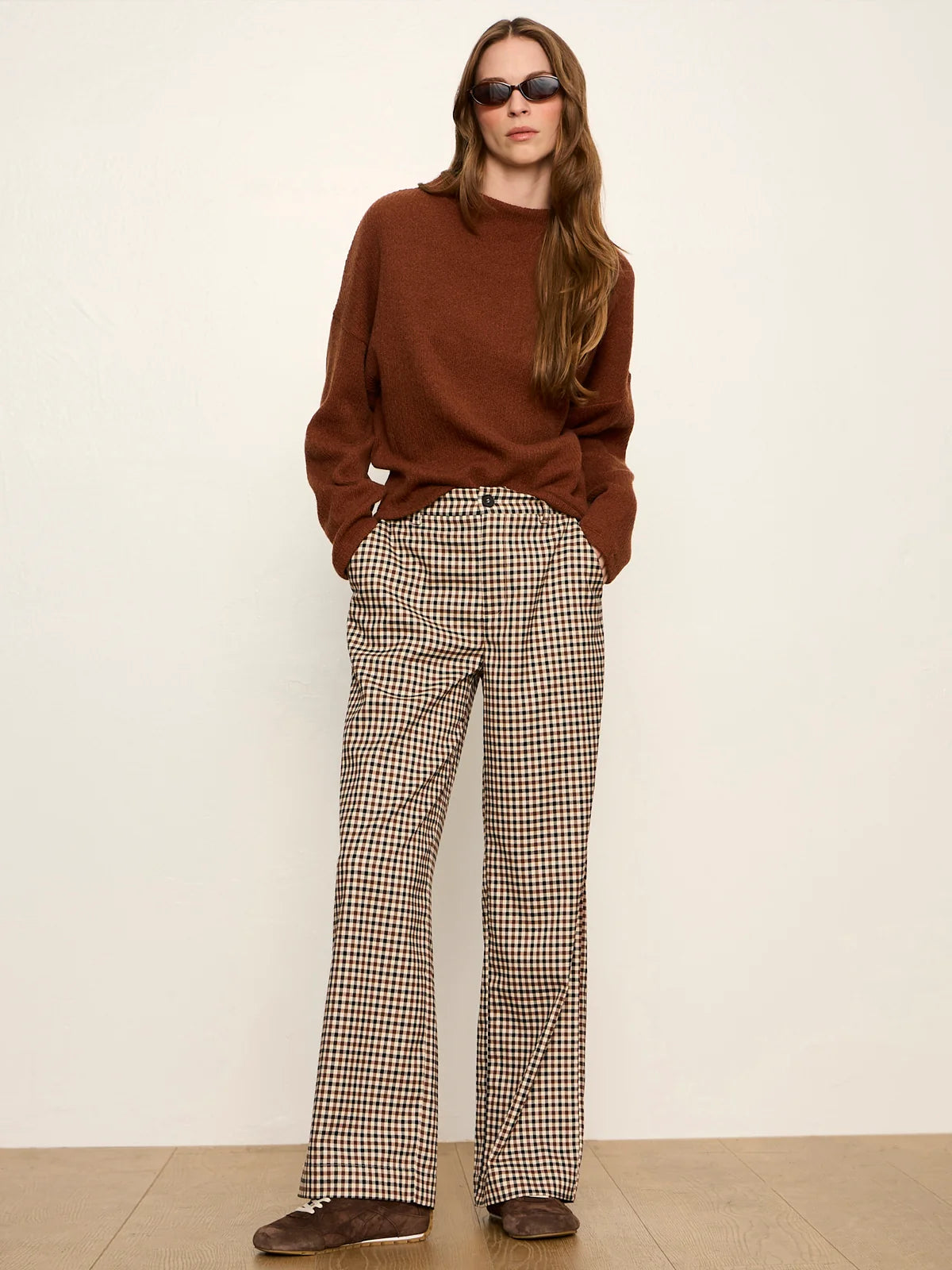 SANCTUARY Burnt Cocoa Check Eloise Trouser