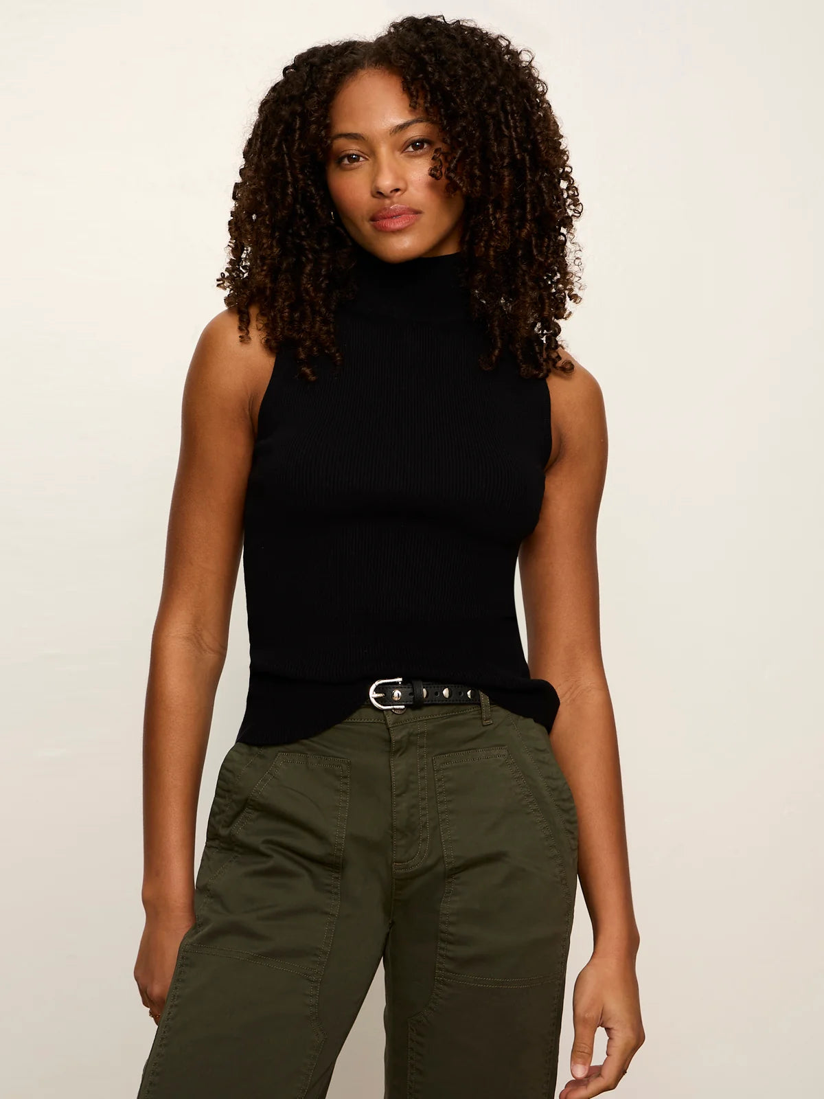 SANCTUARY Black Nova Mock Neck Tank