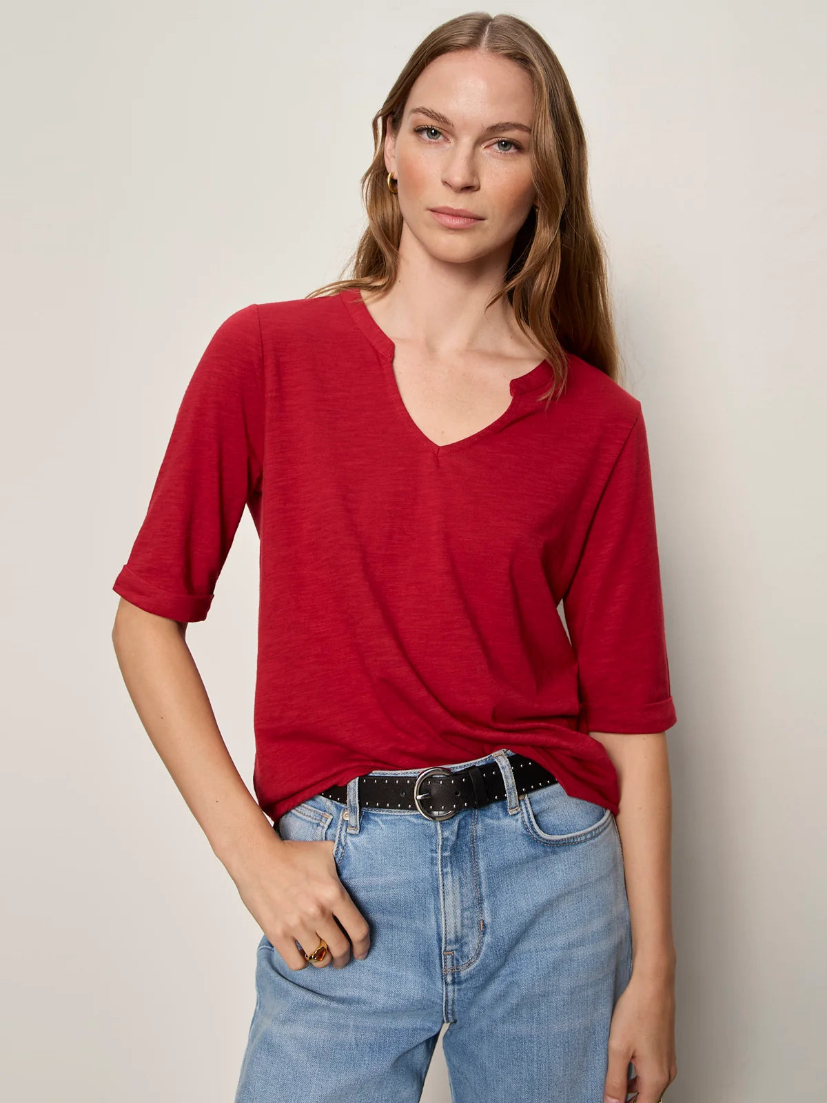 SANCTUARY Red Berry Dolce Notch T-Shirt
