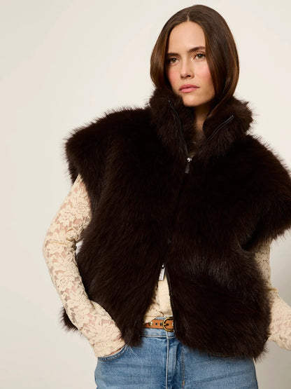 SANCTUARY Espresso Martini Silky Fur Vest