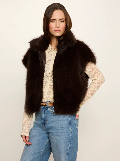 SANCTUARY Espresso Martini Silky Fur Vest