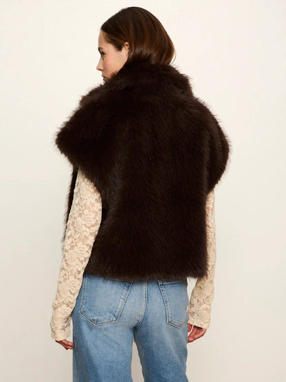 SANCTUARY Espresso Martini Silky Fur Vest