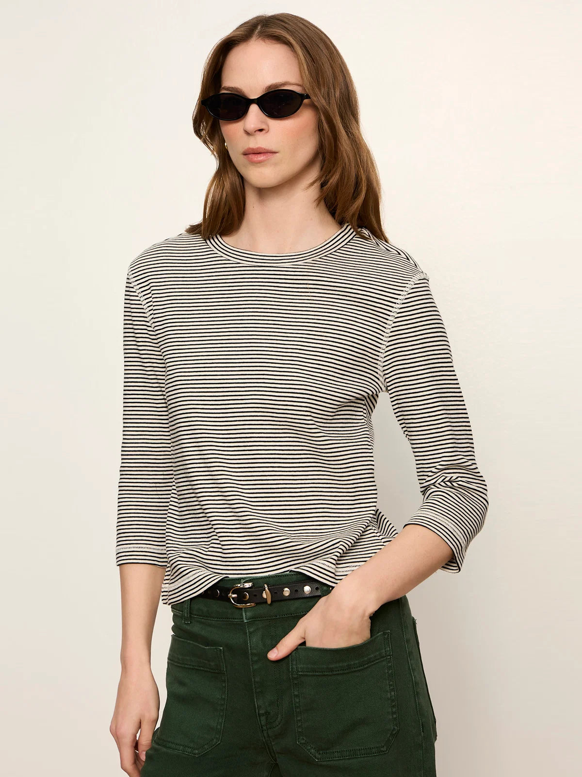 SANCTUARY Chalk French Stripe Mode Tee