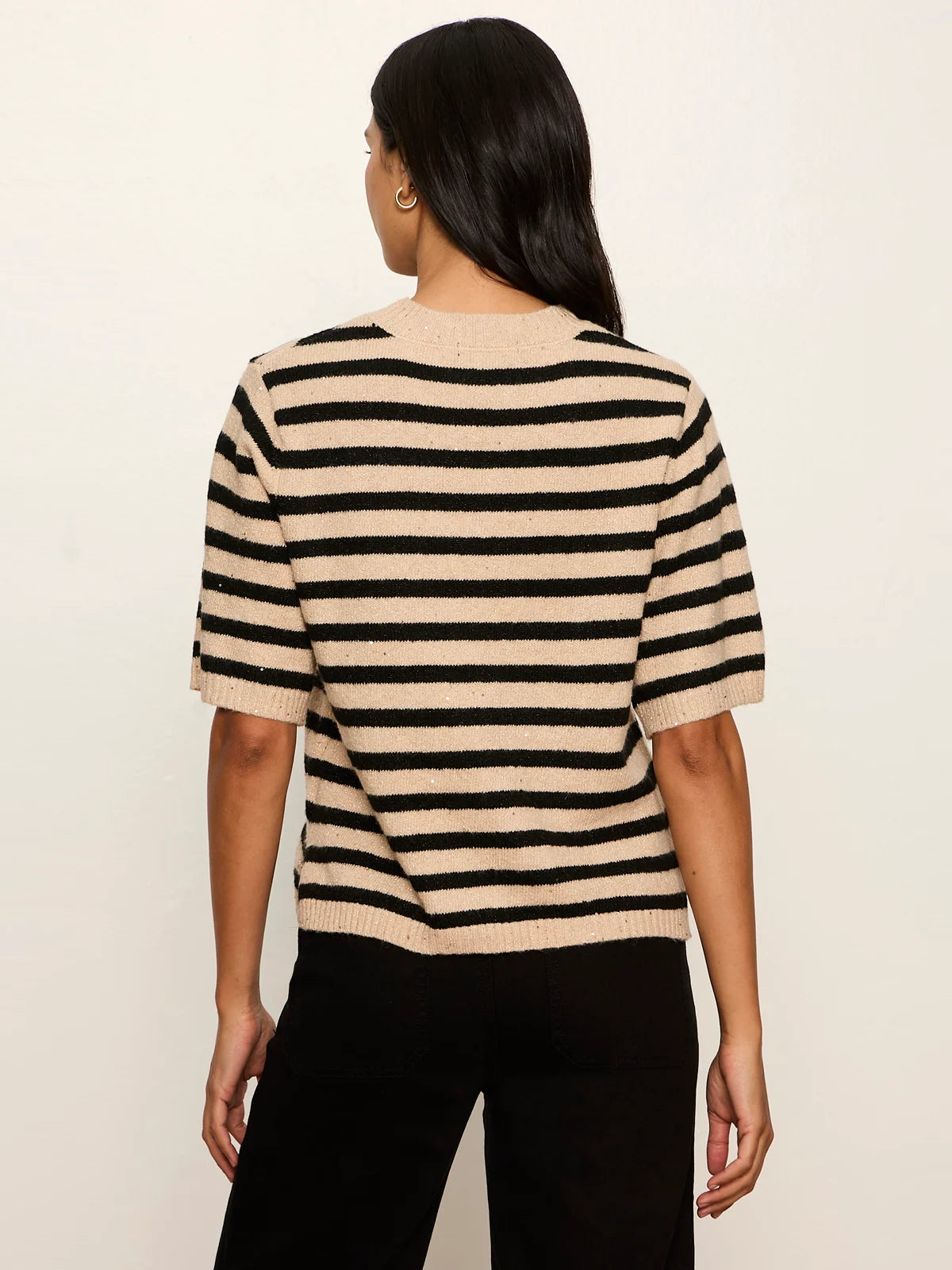 SANCTUARY Hazelnut/Black Stripe Perfect Sequin Sweater Tee