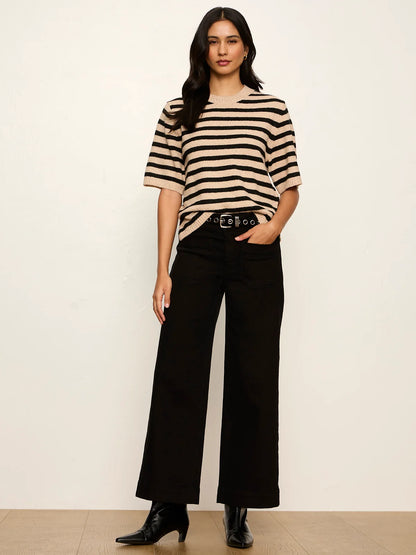 SANCTUARY Hazelnut/Black Stripe Perfect Sequin Sweater Tee