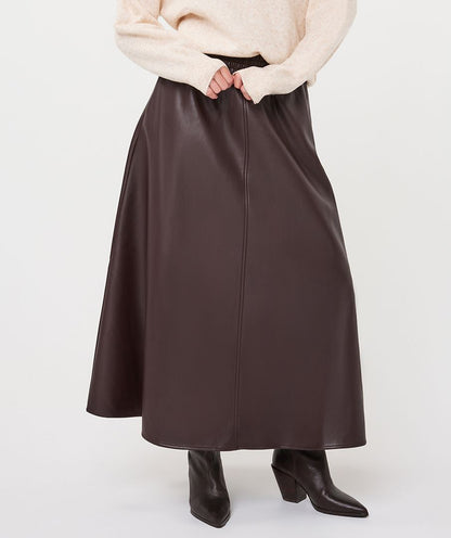 Hillary Chocolate Faux Leather Maxi Skirt